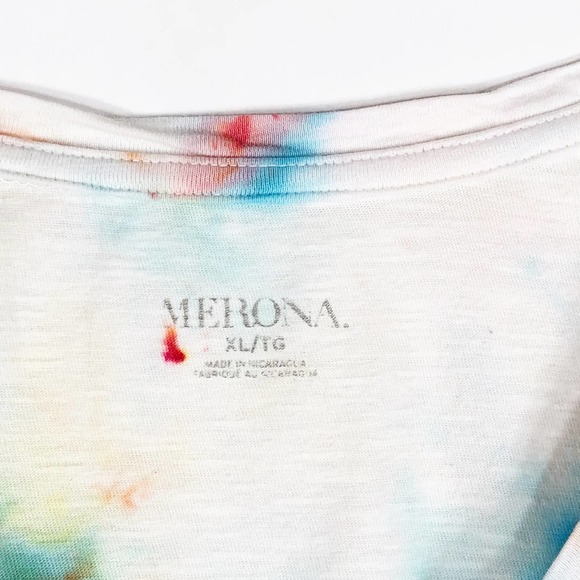 Merona Womens Size XL Top Tie Dye‎ Enemies to Lovers Red Blue Handmade 1159 - Picture 9 of 9
